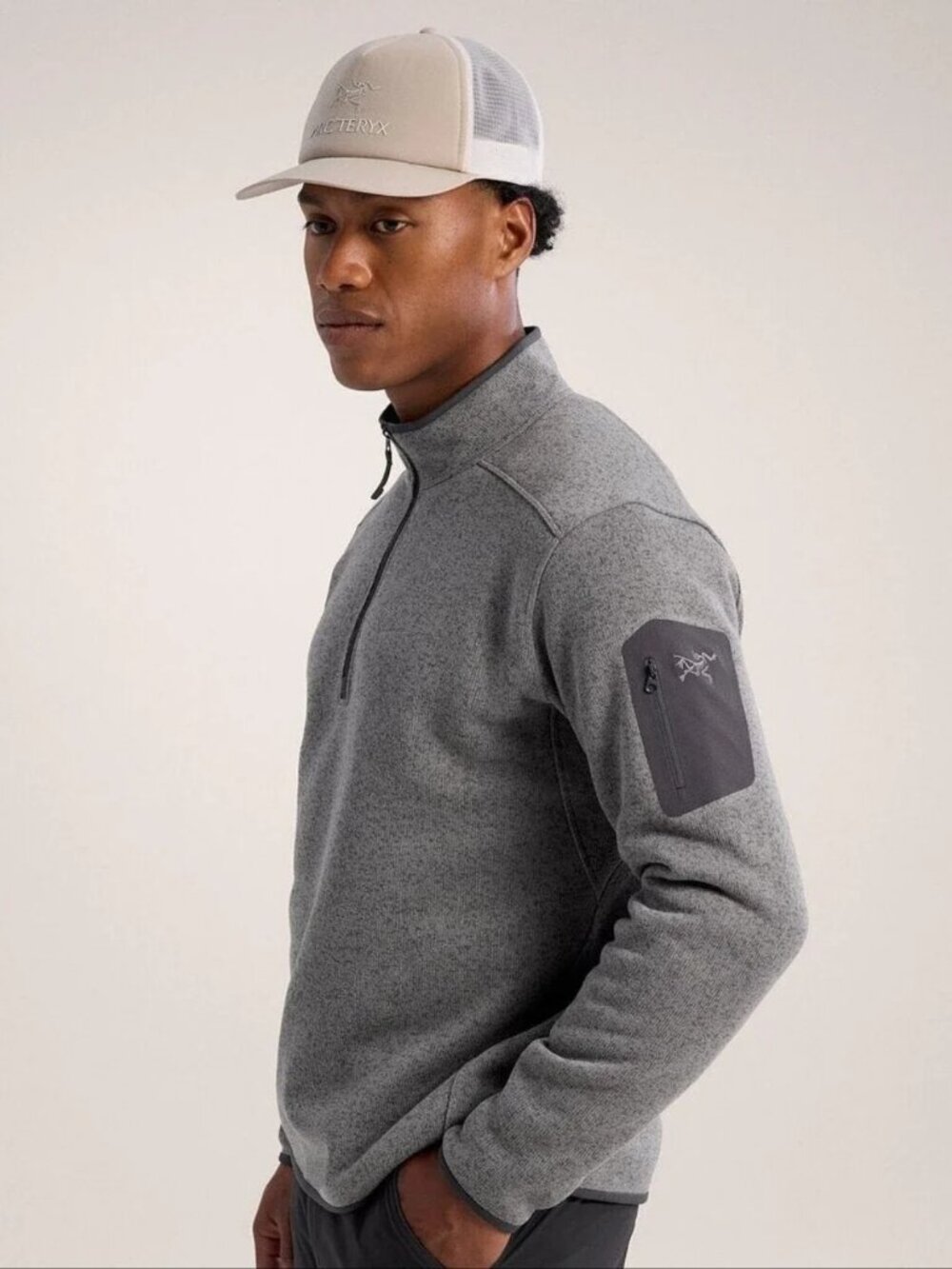 Arc'teryx Covert Half Zip Knit Fleece Pullover Men's Sz S Heather Gray Hiking